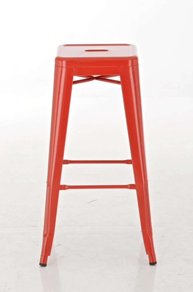 Lot de 2 tabourets de bar style industriel en métal avec repose-pieds rouge TDB10117