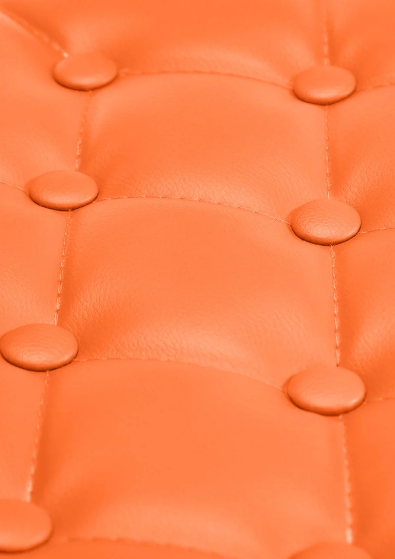 Tabouret de bar x1 design moderne assise capitonnée similicuir orange pied chromé 10_0005957