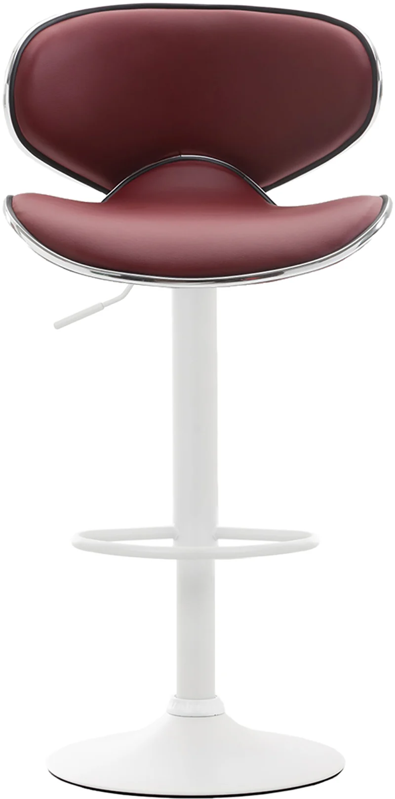 Lot de 2 tabourets de bar design contemporain pieds en métal blanc mat assise en synthétique bordeaux 10_0000348