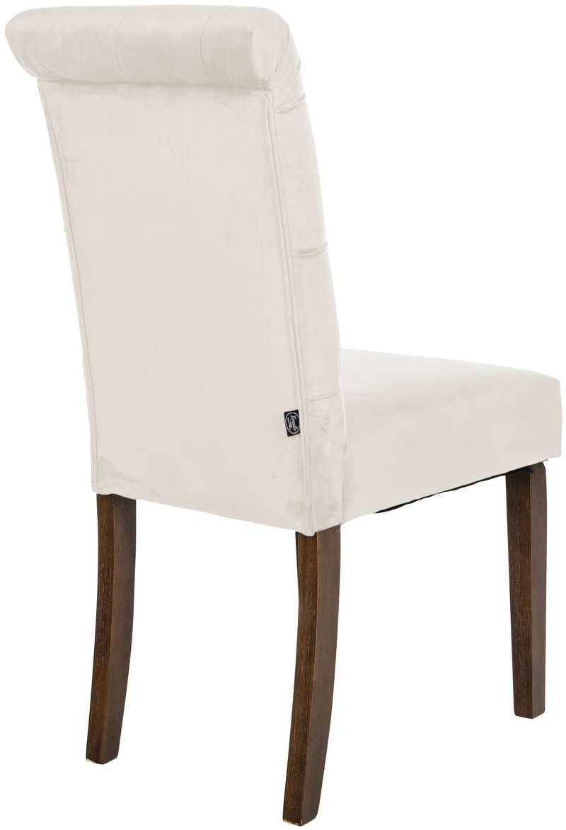 Lot de 2 chaises de salle à manger élégance capitonnée et confort en velours crème cadre en bois marron foncé 10_0007621