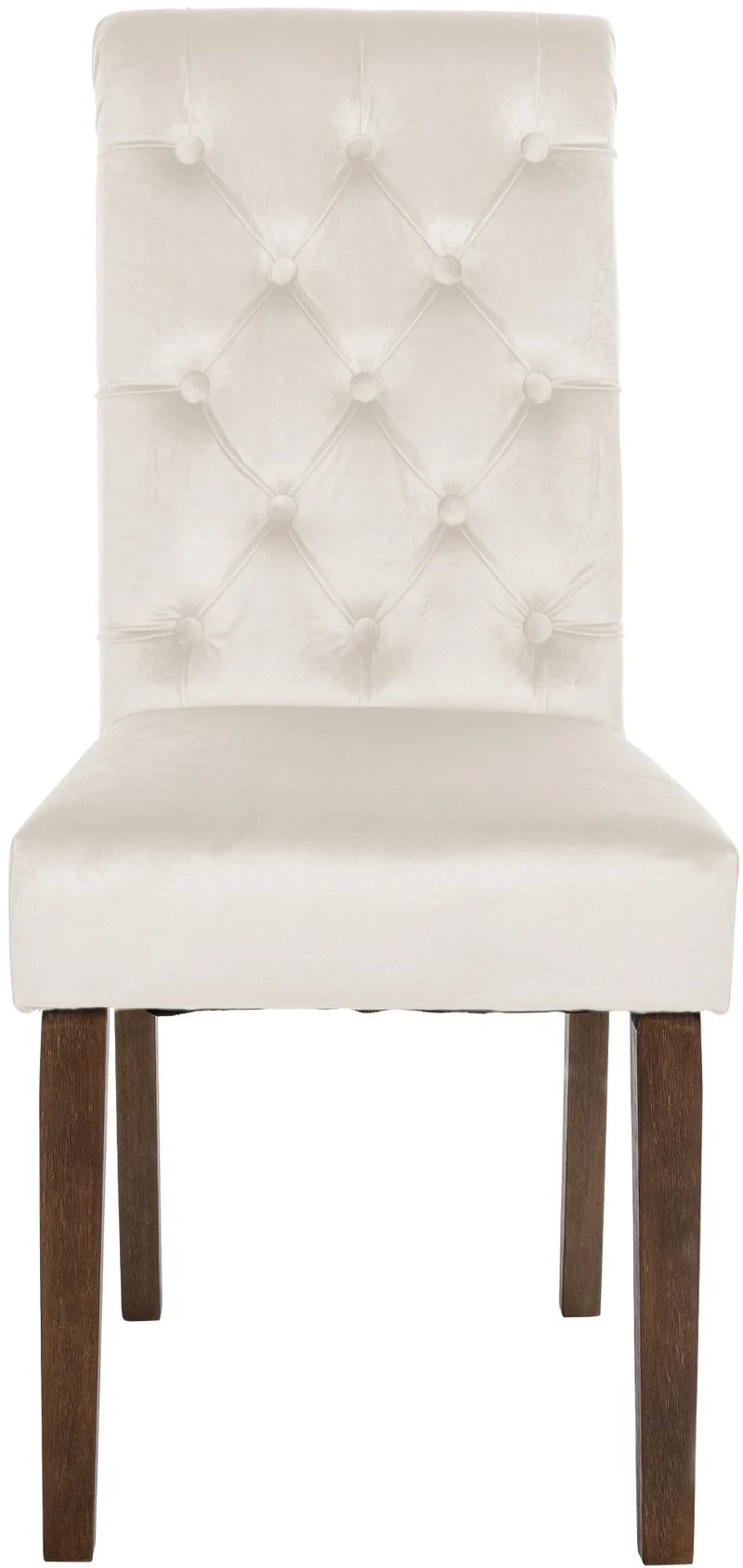 Lot de 2 chaises de salle à manger élégance capitonnée et confort en velours crème cadre en bois marron foncé 10_0007621