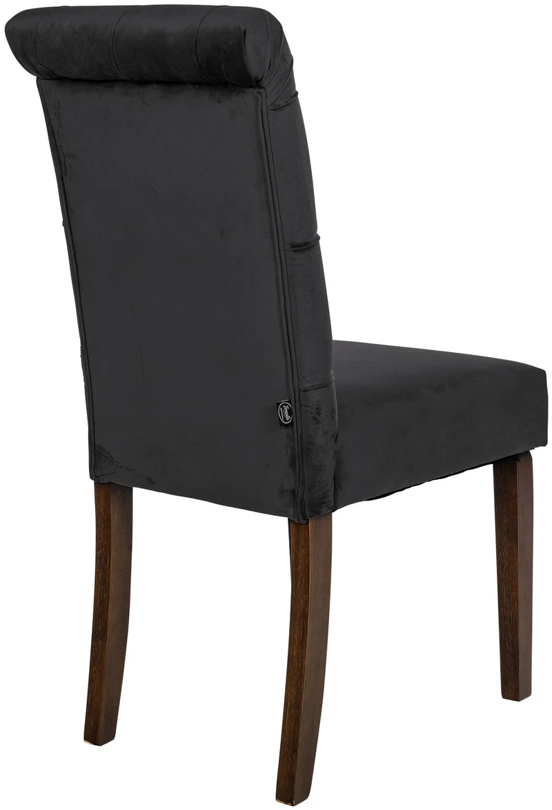 Lot de 2 chaises de salle à manger élégance capitonnée et confort en velours noir cadre en bois marron foncé 10_0007593