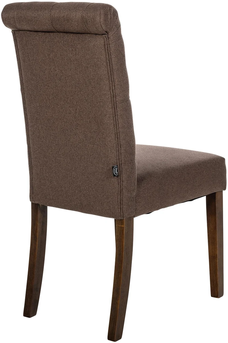 Lot de 2 chaises de salle à manger élégance capitonnée et confort en tissu marron cadre en bois marron foncé 10_0007542