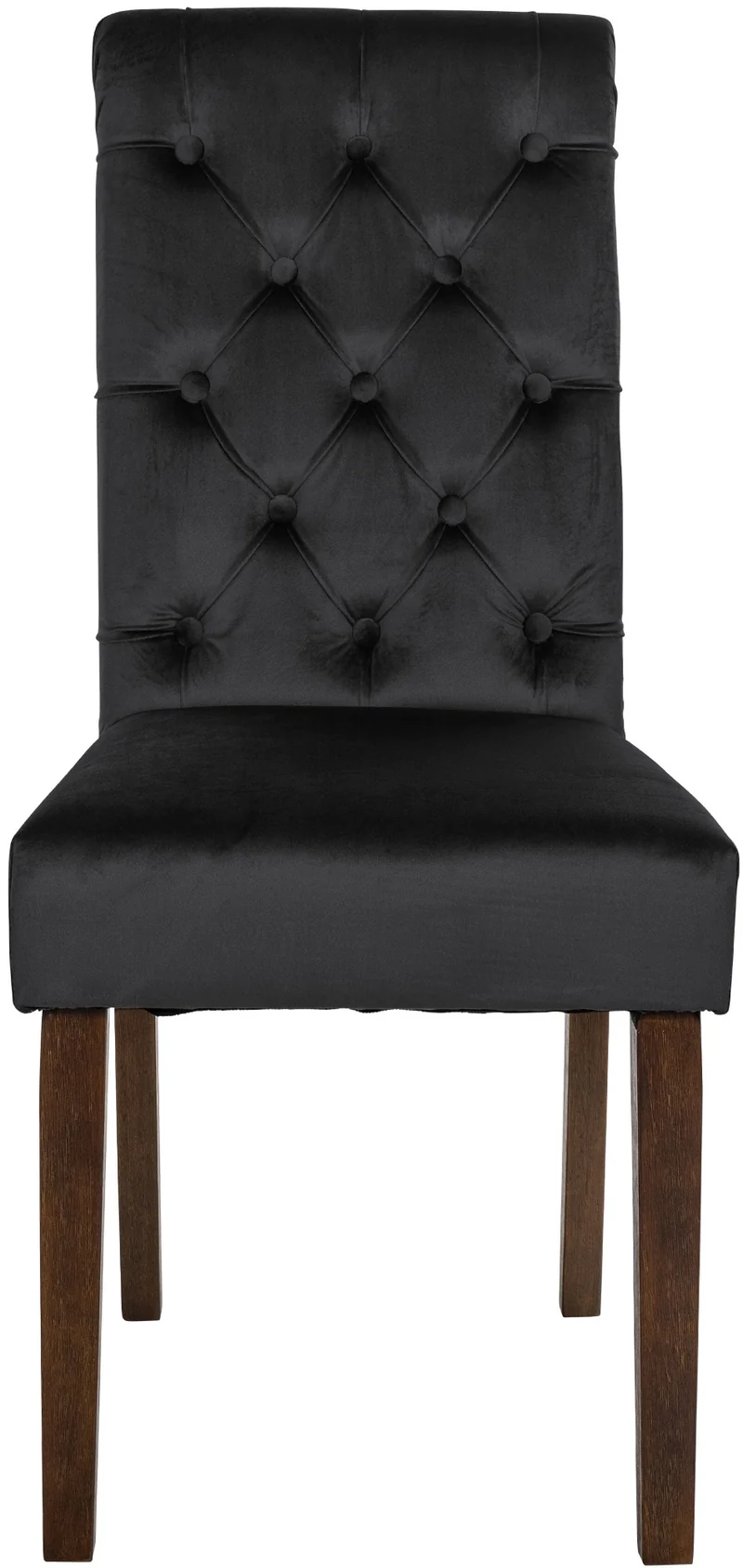 Chaise de salle à manger x1 élégance capitonnée et confort en velours noir cadre en bois marron foncé 10_0007351