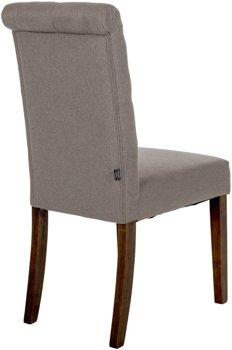Lot de 2 chaises de salle à manger élégance capitonnée et confort en tissu taupe cadre en bois marron foncé 10_0007338