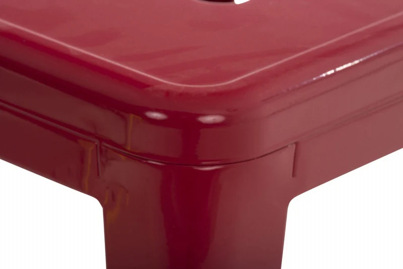 Tabouret bas design industriel hauteur fixe 46 cm en métal rouge 10_0005493