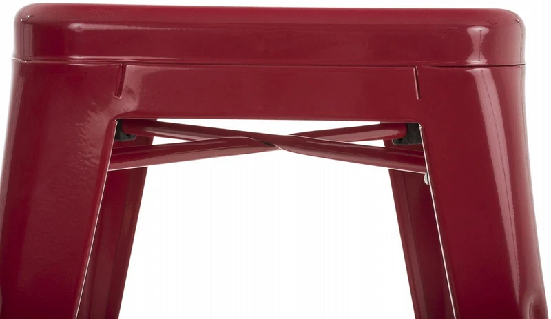 Tabouret bas design industriel hauteur fixe 46 cm en métal rouge 10_0005493