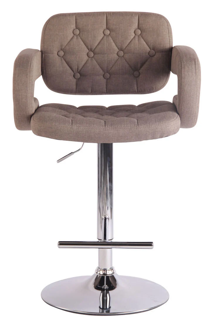 Lot de 2 tabourets de bar capitonné en tissu taupe accoudoirs repose-pieds design moderne TDB10492
