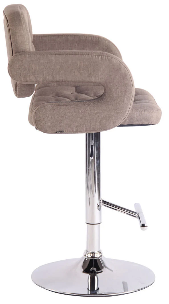 Lot de 2 tabourets de bar capitonné en tissu taupe accoudoirs repose-pieds design moderne TDB10492
