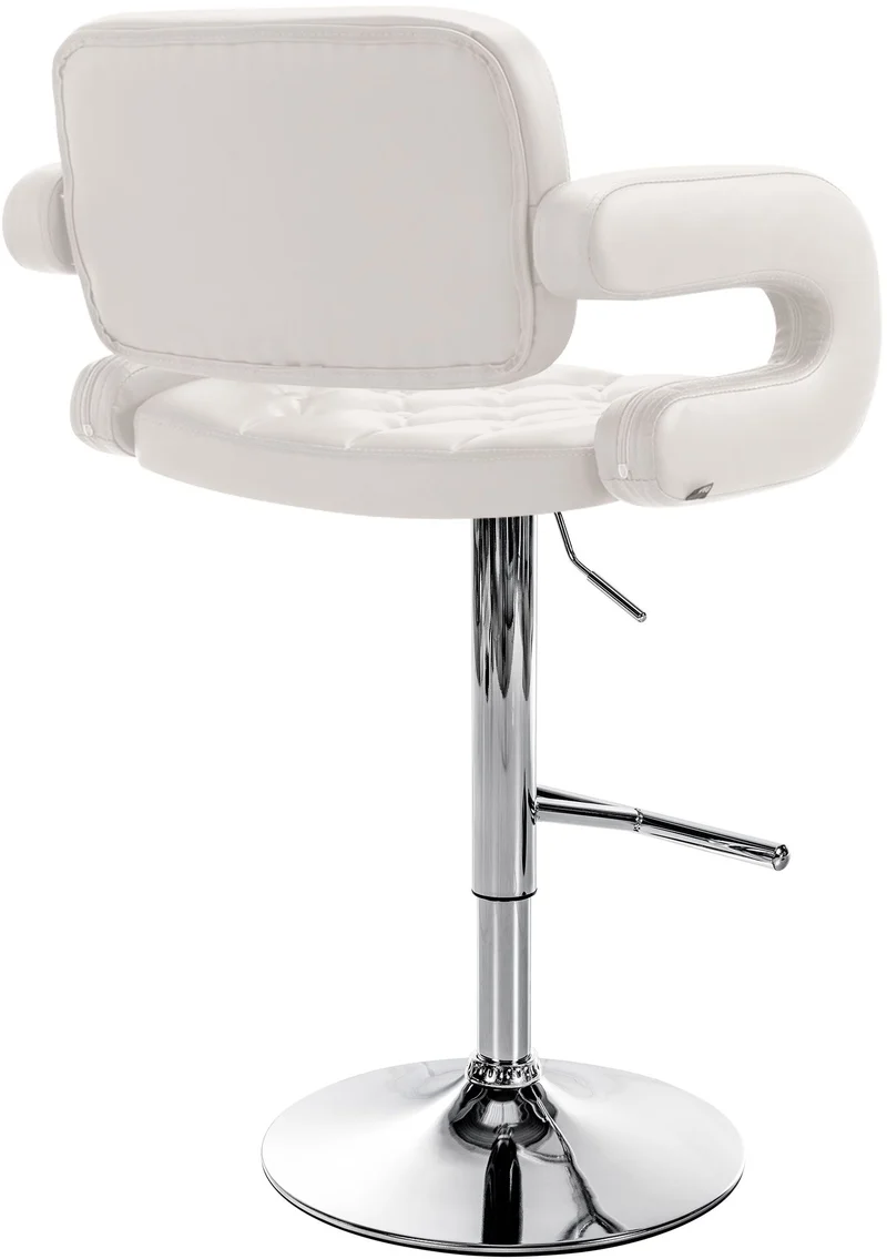 Tabouret de bar x1 design moderne assise capitonnée similicuir blanc pied chromé 10_0005807