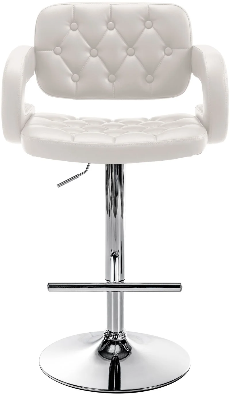 Tabouret de bar x1 design moderne assise capitonnée similicuir blanc pied chromé 10_0005807