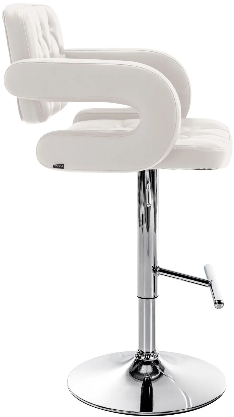 Tabouret de bar x1 design moderne assise capitonnée similicuir blanc pied chromé 10_0005807