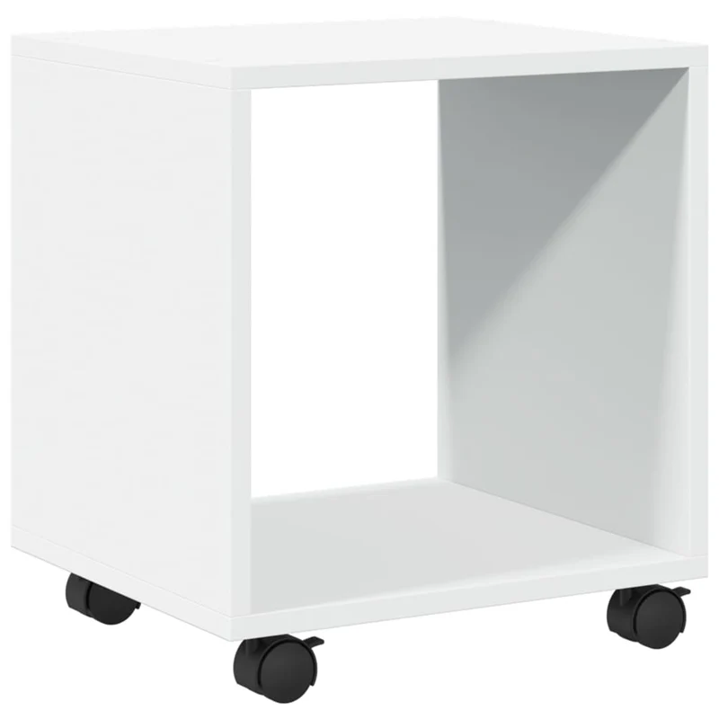 Table d'appoint sur roulettes 37 x 33 x 42,5 cm bois d’ingénierie blanc DEC031382
