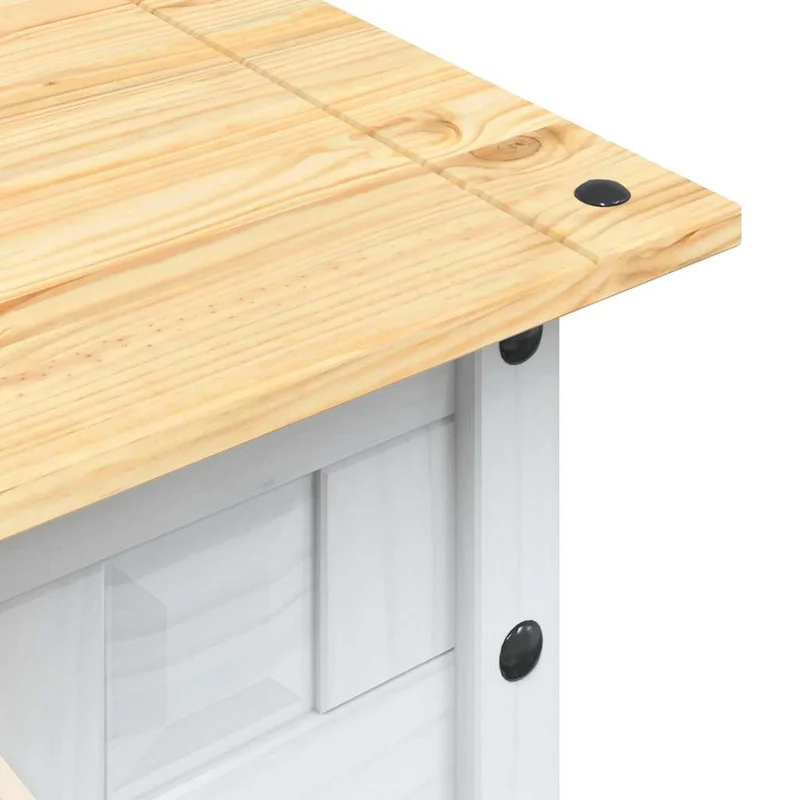 Table basse avec tiroir design rustique classique 100 x 55 x 44 cm bois de pin massif blanc DEC039907