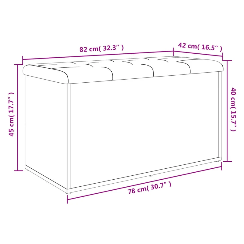 Banc banquette avec espace de rangement avec coussin d'assise couleur chêne fumé 82 x 42 x 45 cm bois d'ingénierie DEC024727