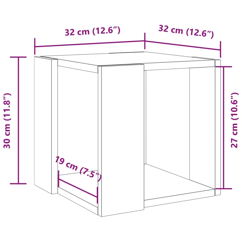 Table basse design simple 32 x 32 x 30 cm bois d'ingénierie marron DEC038394