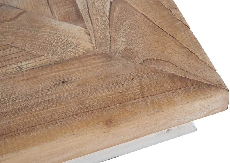 Table à manger carrée en bois shabby-chic nature blanc – Structure robuste – 70 × 70 cm 10_0009246