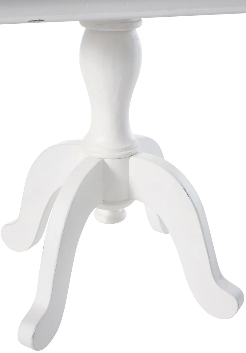 Table à manger carrée en bois shabby-chic nature blanc – Structure robuste – 70 × 70 cm 10_0009246