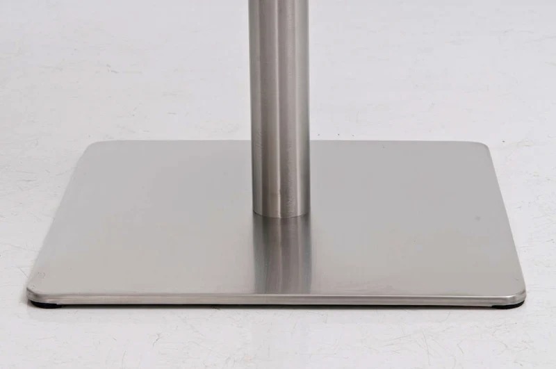 Tabouret de bar x1 avec repose-pieds plaque de base carrée en acier inoxydable assise en PVC crème 10_0005311