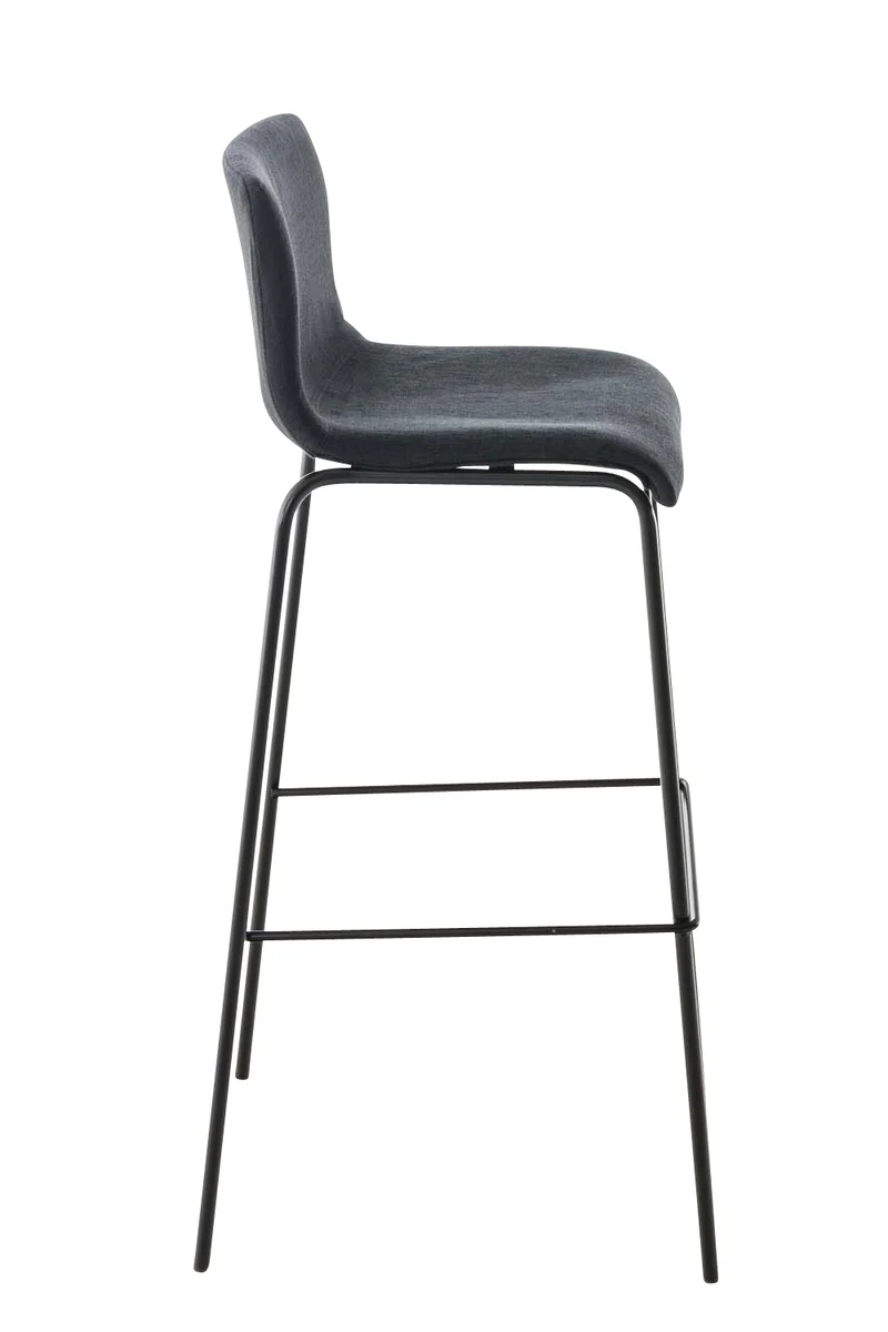Tabouret de bar x1 design moderne empilable assise en tissu noir et 4 pieds métal noir 10_0004957