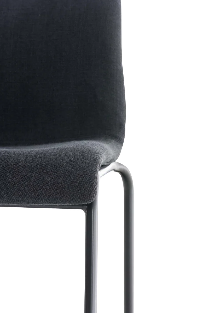 Tabouret de bar x1 design moderne empilable assise en tissu noir et 4 pieds métal noir 10_0004957