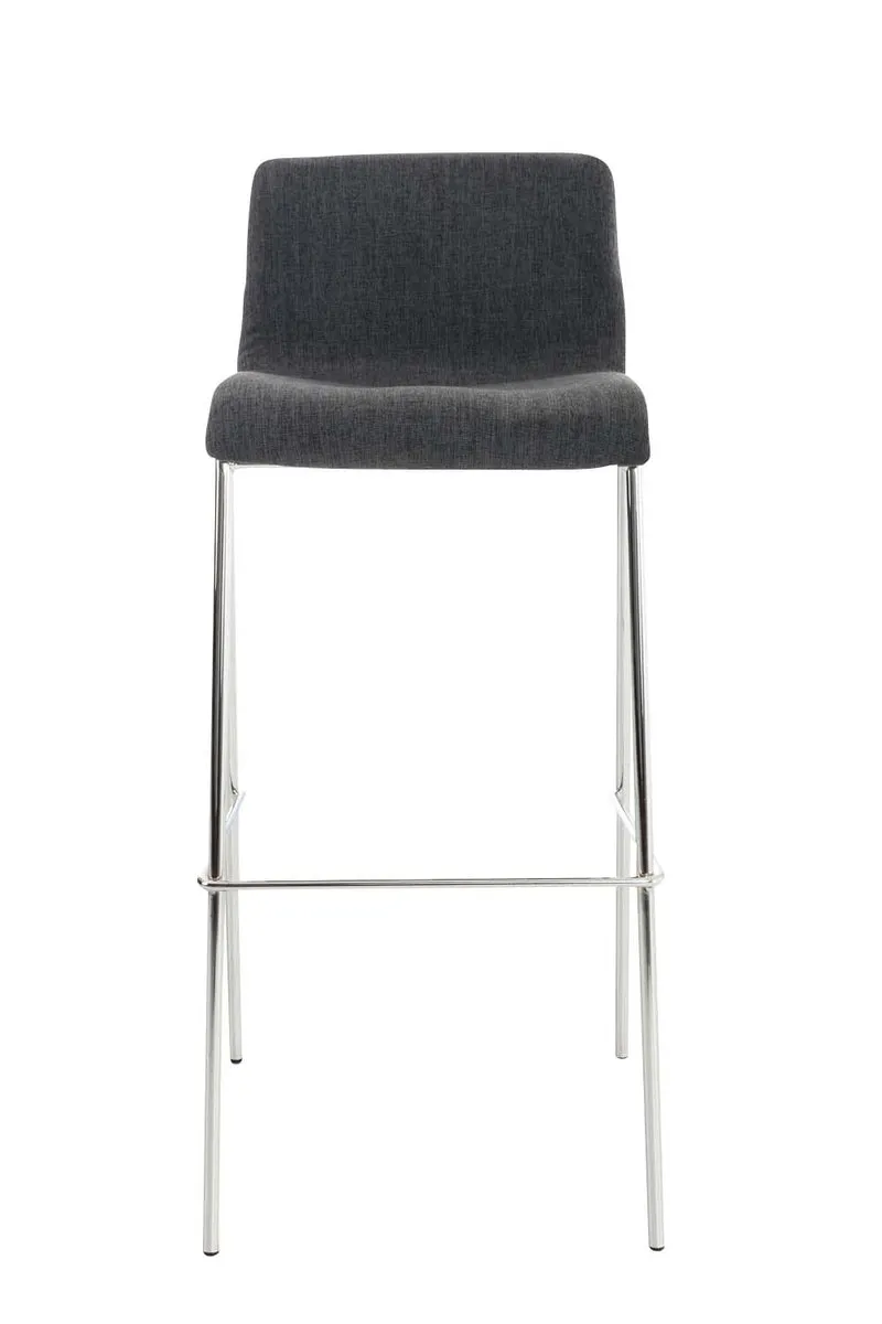 Lot de 2 tabourets de bar avec repose-pieds dossier incurvé en tissu gris foncé et 4 pieds en métal chromé 10_0004194