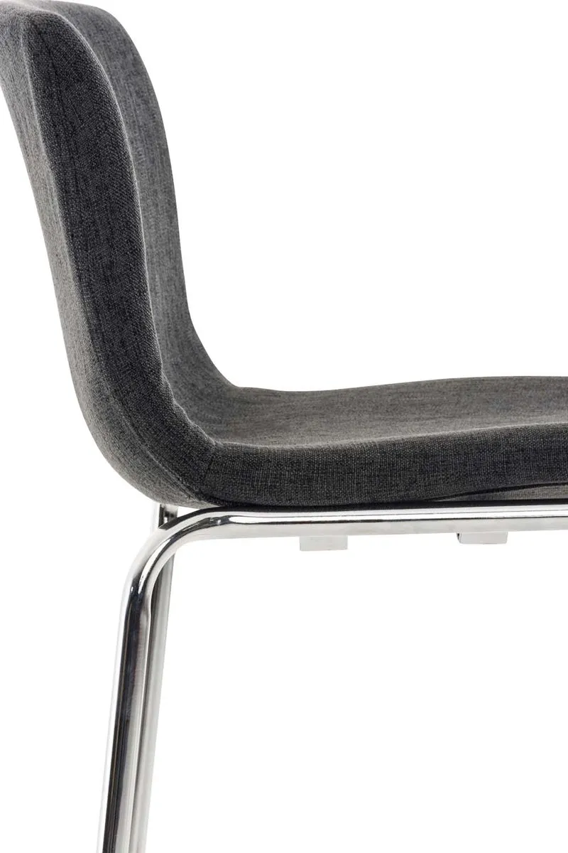 Lot de 2 tabourets de bar avec repose-pieds dossier incurvé en tissu gris foncé et 4 pieds en métal chromé 10_0004194