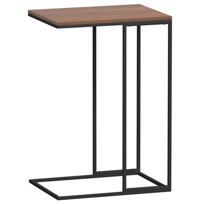 Table d'appoint en forme de C 40 x 30 x 59 cm bois d'ingénierie noir et fer DEC040288