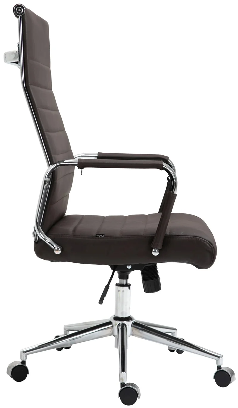 Fauteuil de bureau avec accoudoirs siège pivotant mécanisme à bascule en cuir véritable marron 10_0002519