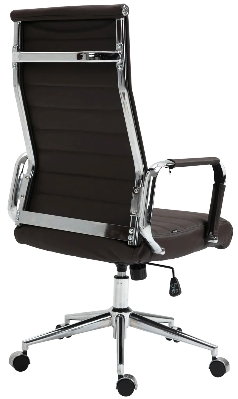 Fauteuil de bureau avec accoudoirs siège pivotant mécanisme à bascule en cuir véritable marron 10_0002519
