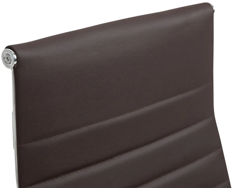 Fauteuil de bureau avec accoudoirs siège pivotant mécanisme à bascule en cuir véritable marron 10_0002519