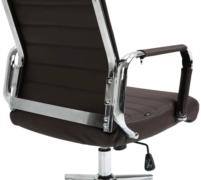 Fauteuil de bureau avec accoudoirs siège pivotant mécanisme à bascule en cuir véritable marron 10_0002519
