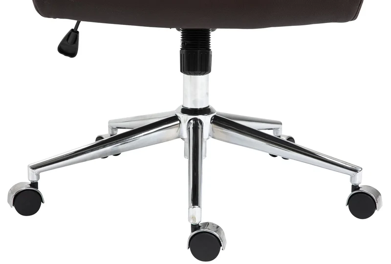 Fauteuil de bureau avec accoudoirs siège pivotant mécanisme à bascule en cuir véritable marron 10_0002519