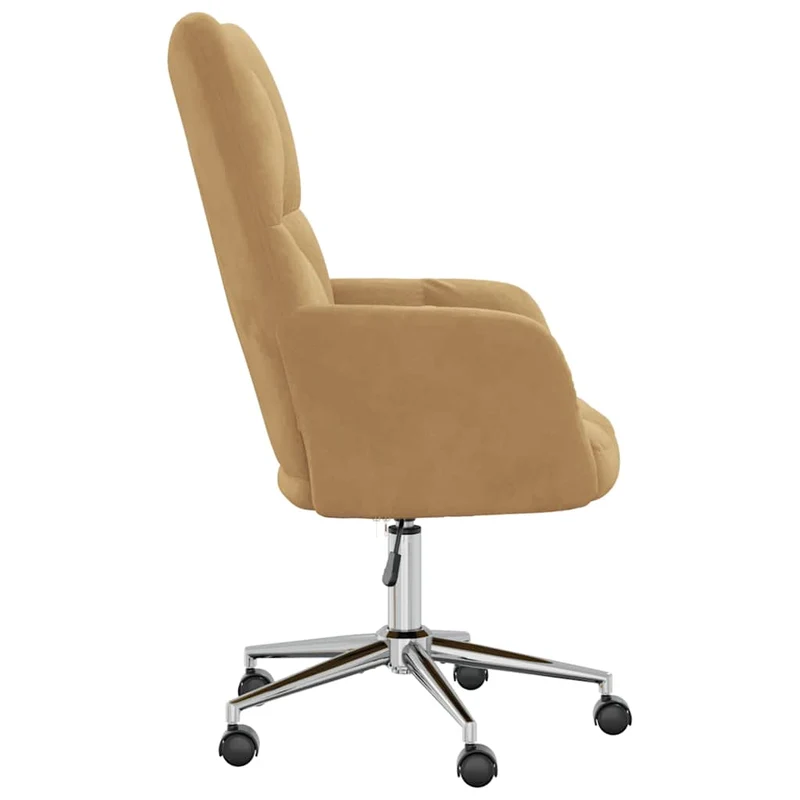 Fauteuil lounge chaise de bureau sur roulettes design moderne en velours marron DEC026727
