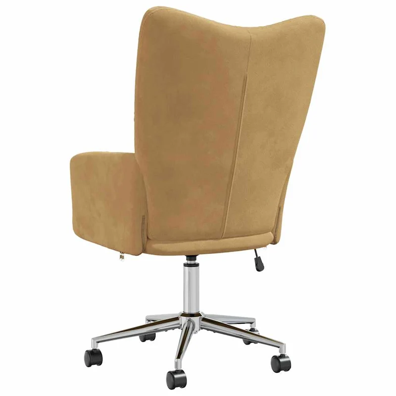 Fauteuil lounge chaise de bureau sur roulettes design moderne en velours marron DEC026727