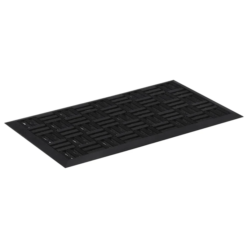 Paillasson rectangulaire fonction de drainage 45 x 75 cm caoutchouc noir DEC040651