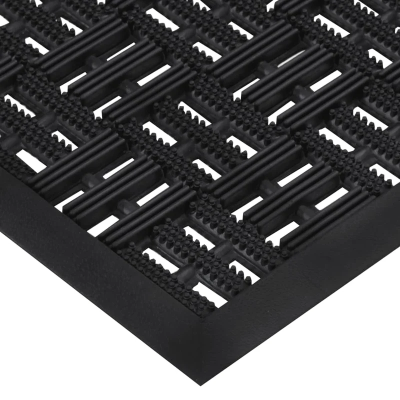 Paillasson rectangulaire fonction de drainage 45 x 75 cm caoutchouc noir DEC040651