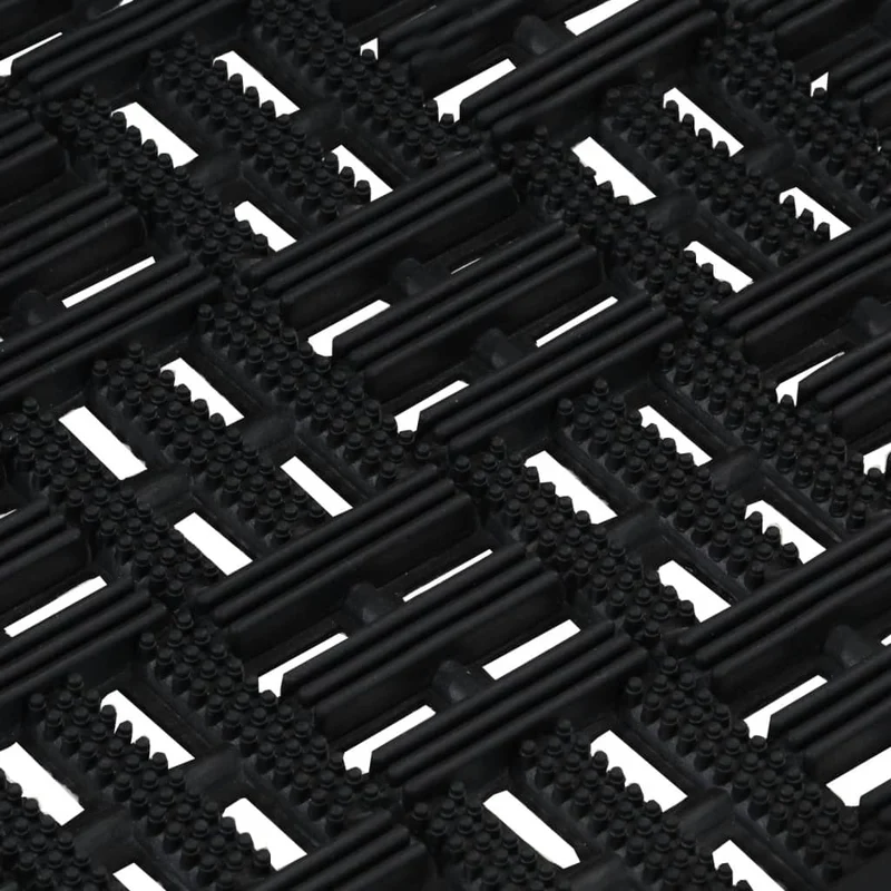 Paillasson rectangulaire fonction de drainage 45 x 75 cm caoutchouc noir DEC040651
