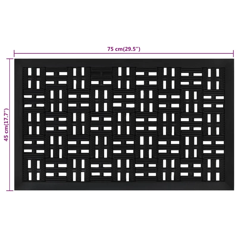 Paillasson rectangulaire fonction de drainage 45 x 75 cm caoutchouc noir DEC040651