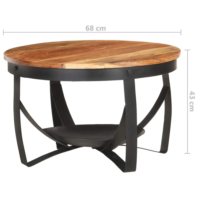 Table basse style industriel Ø68 x 43 cm bois d'acacia solide et fer DEC040233