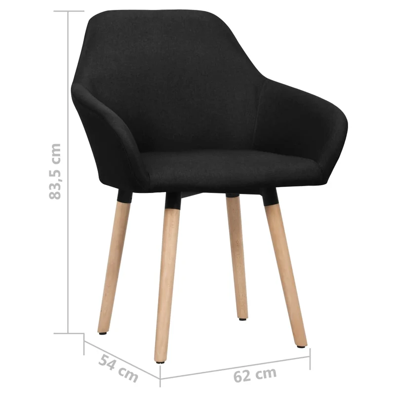 Lot de 2 chaises de salle à manger design moderne cuisine tissu noir CDS020867
