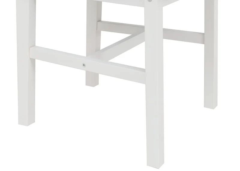 Ensemble salle à manger style maison de campagne avec table et 4 chaises en bois massif blanc avec assises grises 04_0009060