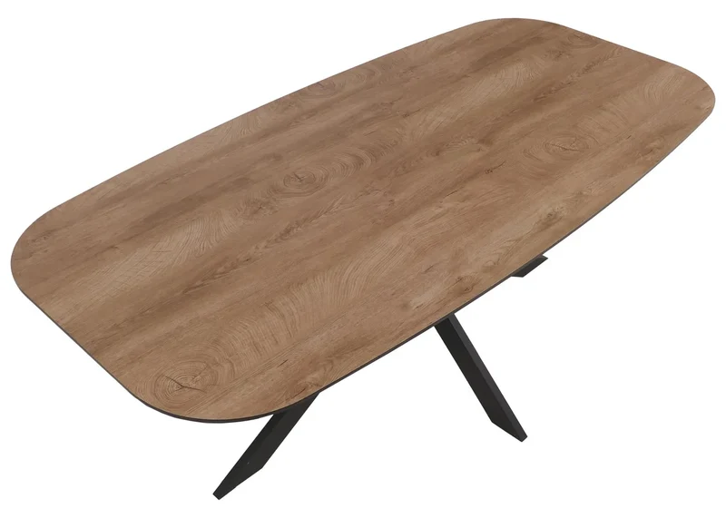 Table de salle à manger rectangulaire design moderne avec plateau MDF aspect noyer et structure métal 200x100 cm 04_0009265