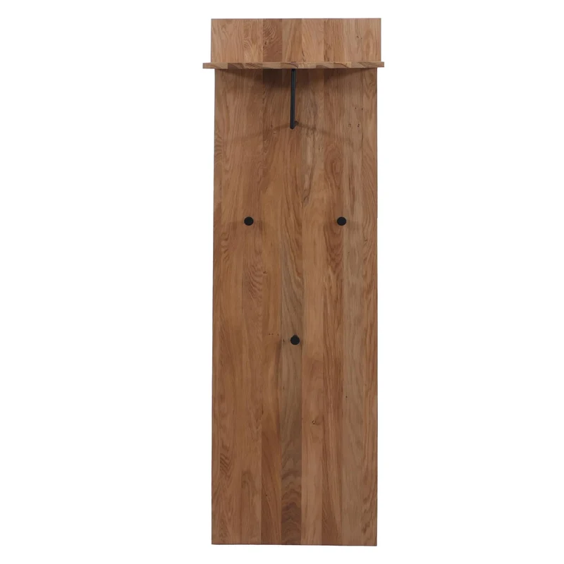 Lot de 3 panneaux de penderie murale porte-manteau mural avec étagère et crochets bois massif de chêne 04_0008801