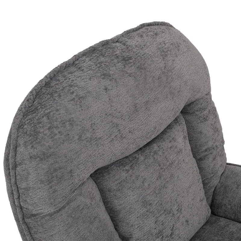 Fauteuil relax TV avec repose-pieds pivotant avec suspension confort exceptionnel structure métal et revêtement chenille gris 04_0009036