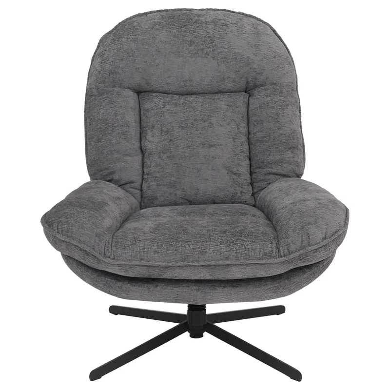 Fauteuil relax TV avec repose-pieds pivotant avec suspension confort exceptionnel structure métal et revêtement chenille gris 04_0009036