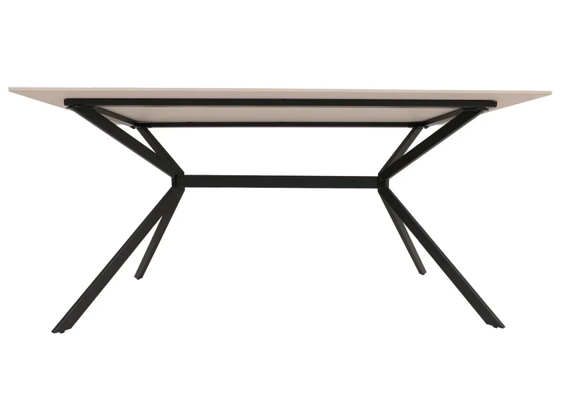 Table de salle à manger en pierre frittée avec structure métal aspect marbre 160 cm blanc 04_0009226