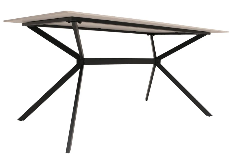 Table de salle à manger en pierre frittée avec structure métal aspect marbre 160 cm blanc 04_0009226