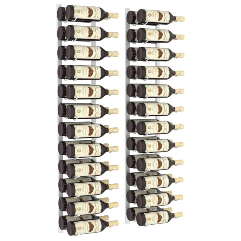 Set de 2 casiers range bouteilles étagère de rangement vin mural pour 24 bouteilles en fer blanc DEC024375