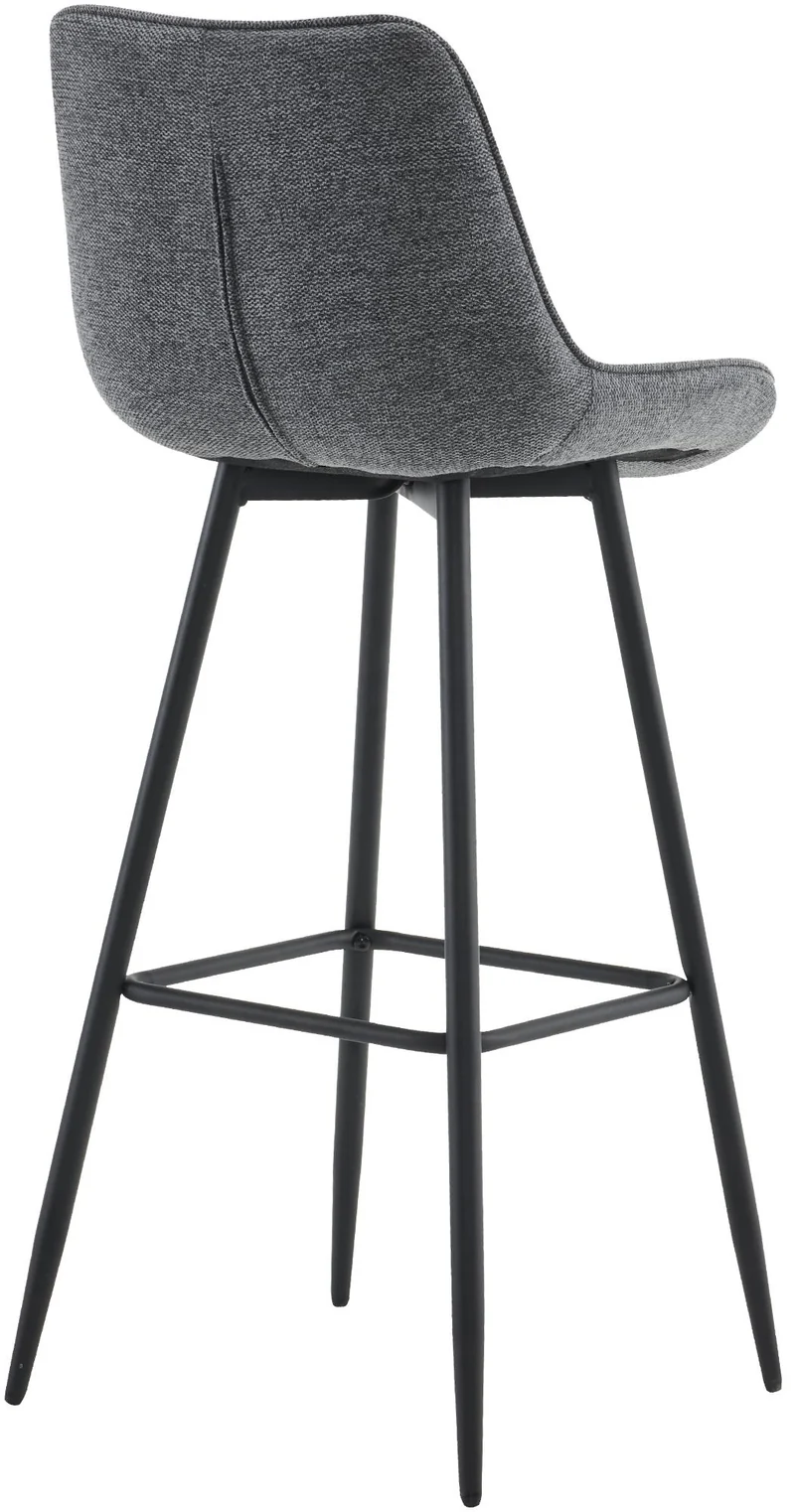 Lot de 2 tabourets de bar coutures décoratives carrées avec repose-pieds en tissu gris foncé quatre pieds en métal 10_0006536